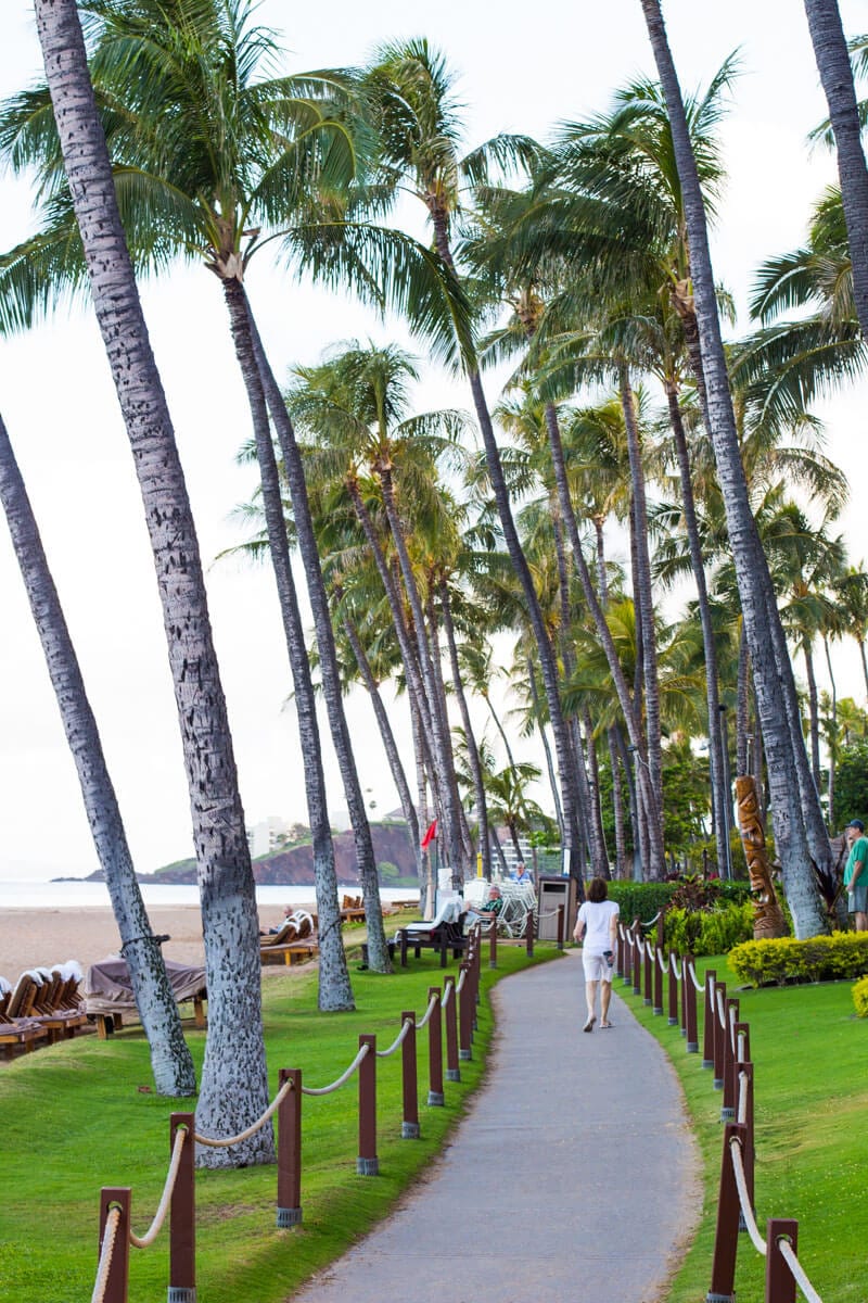 Walking along the Esplanade at Kaanapali Beach in Maui, Hawaii