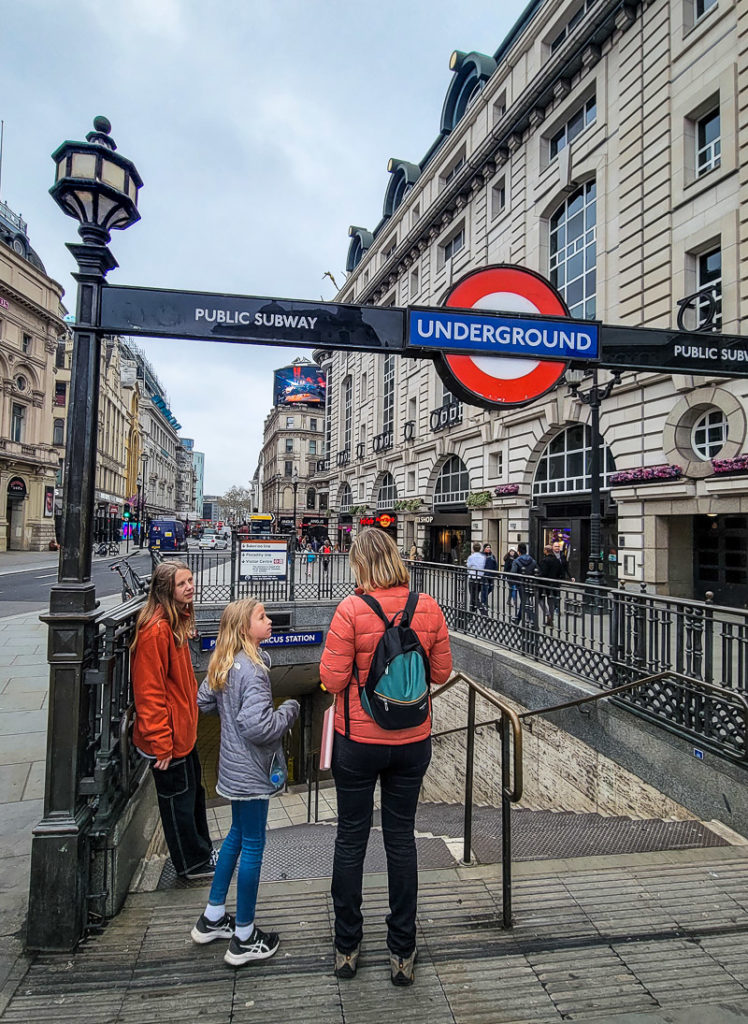 family entering London Tube Station