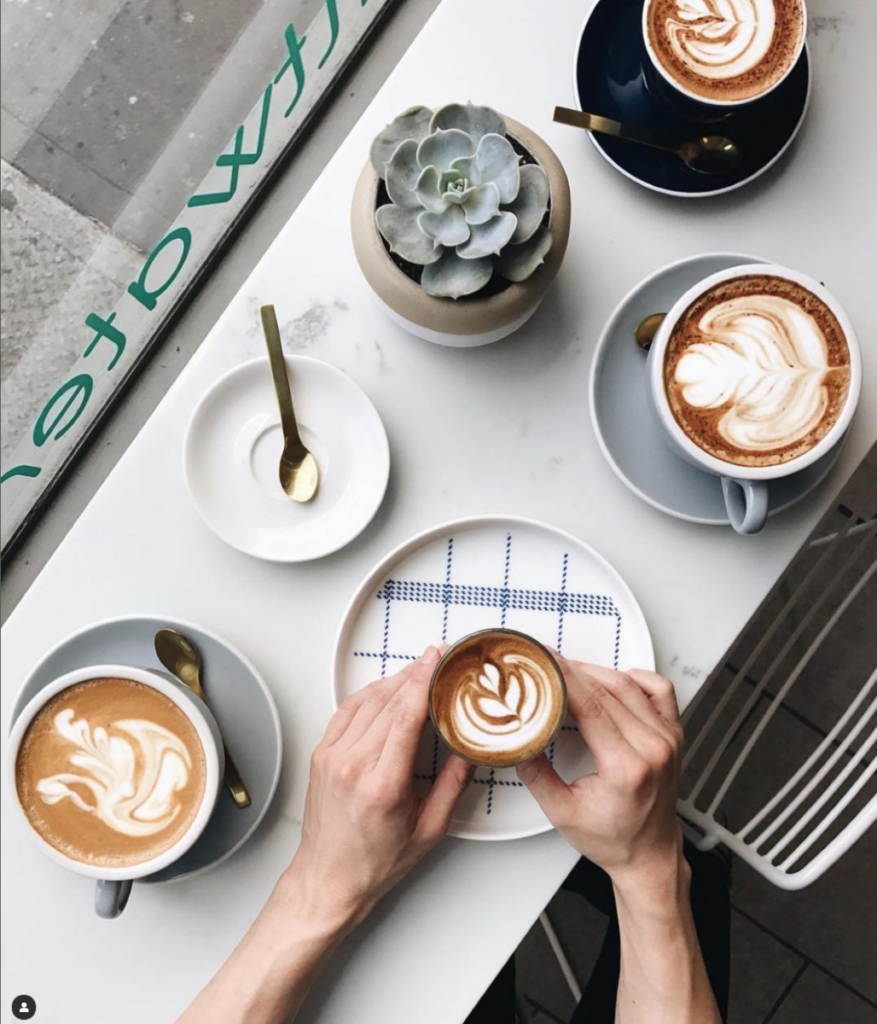 four different coffee styles on table