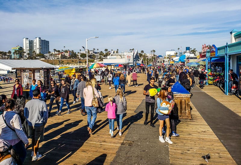 crowds on Santa Monica Pier, Los Angeles