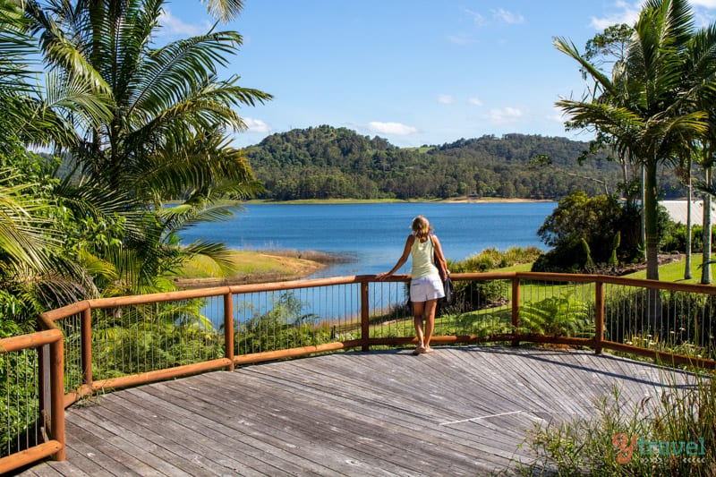 woman looking at view of Lake Baroon