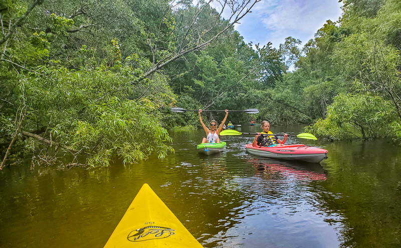 people kayaking