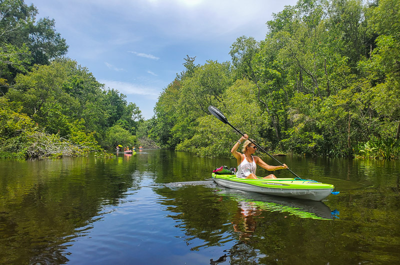 woman kayaking