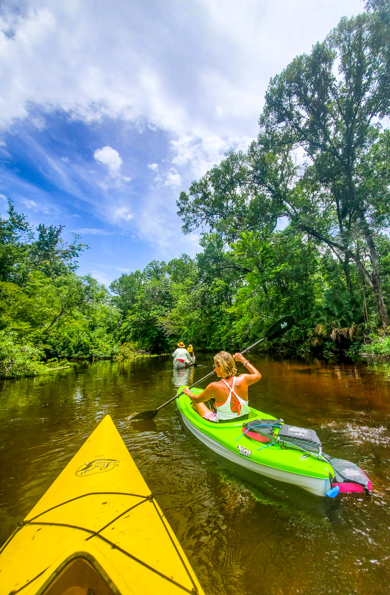 woman and child Kayaking the Slave Canal, Monticelloa, Florida