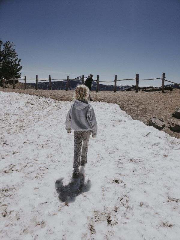 girl walking on snow