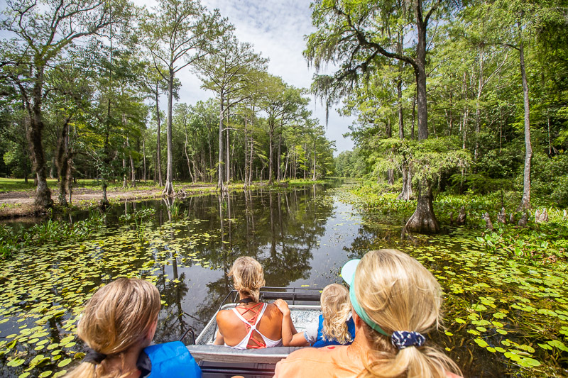 family on airboat ride on wacissa river