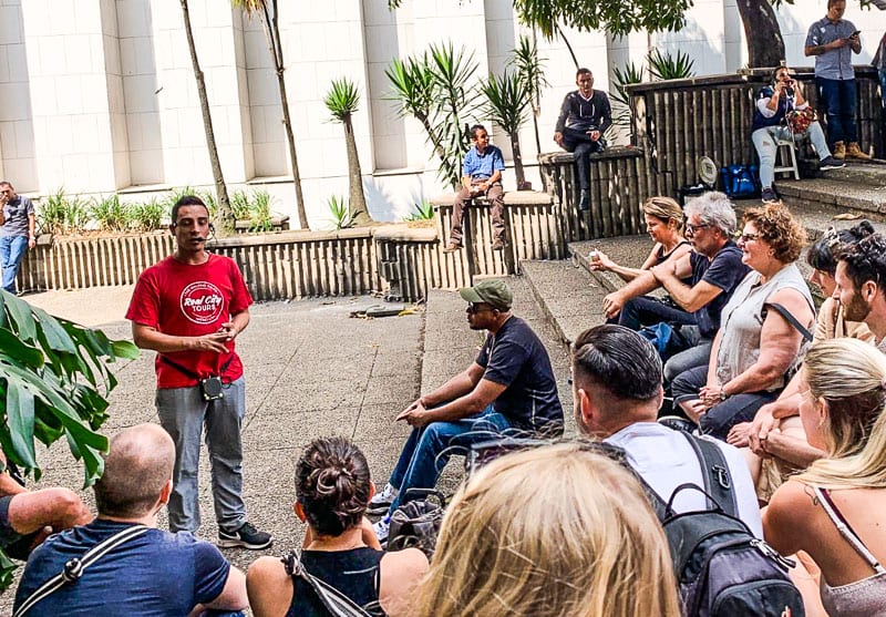 man giving a tour in colombia