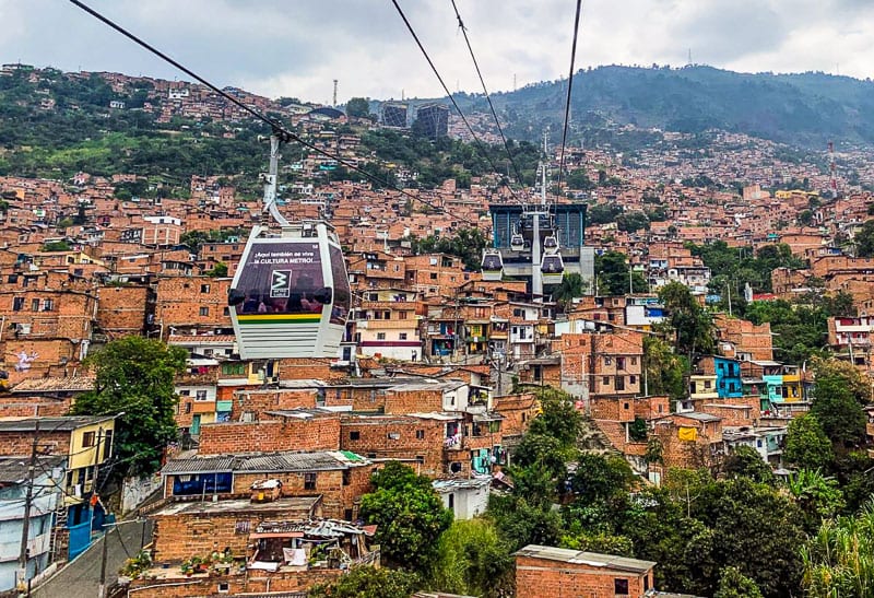 cable car above city