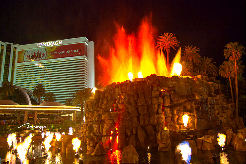 The Mirage Hotel volcano gong off