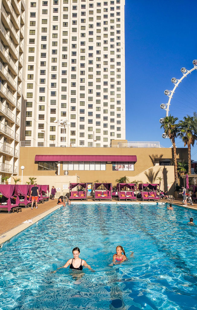 swimming Pool at Harrah's Hotel & Casino with view of giant feris wheel