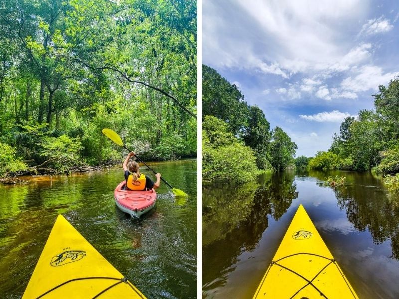 young girl on Kayak the Slave Canal, Monticelloa, Florida