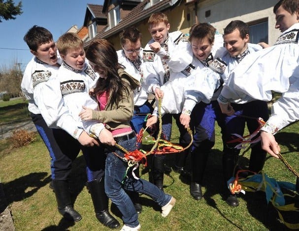 people dancing at easter celebration in prague