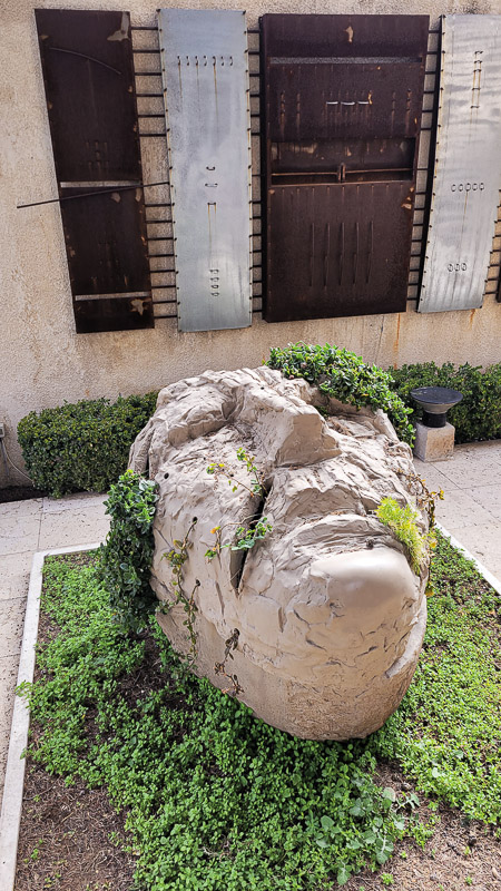 large stone carved into a face