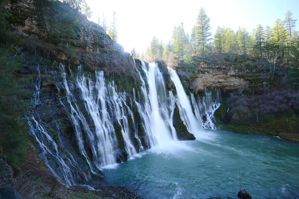 a close up shot of Burney Falls in northern california