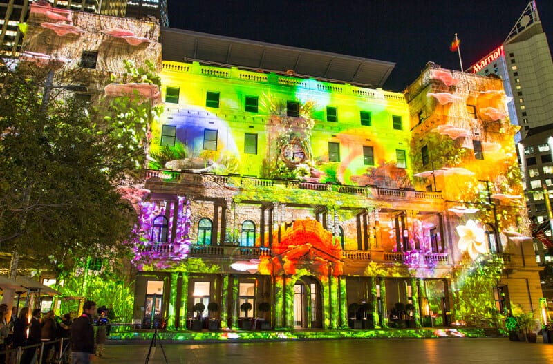 Customs House in Sydney during the Vivid Sydney Festival