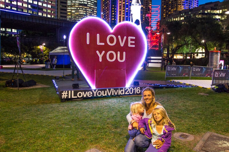 The "I Love You" installation in Sydney during the Vivid Sydney Festival