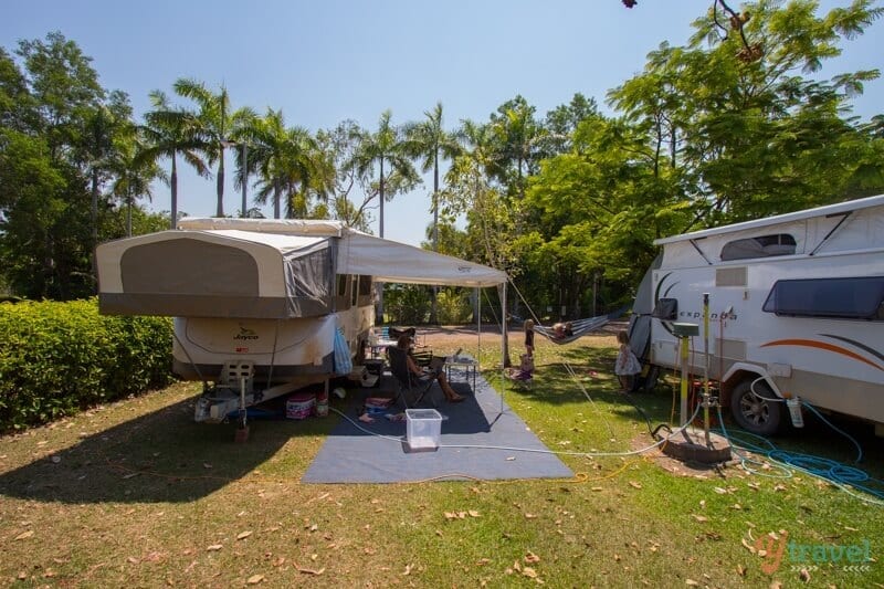 two caravans parked in caravan park