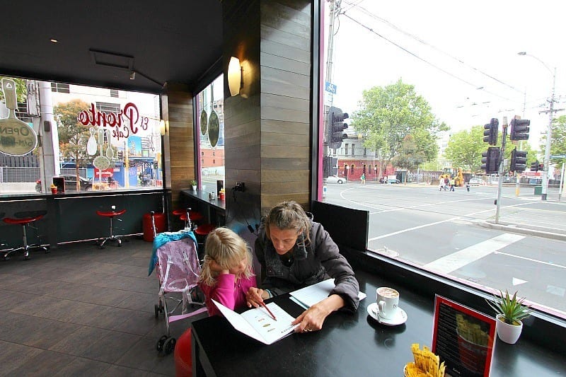 Homeschooling in a cafe in Melbourne