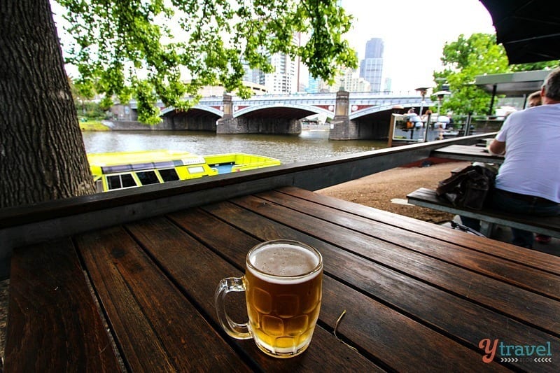 schooner of beer on table at Transport Hotel, Melbourne, Australia