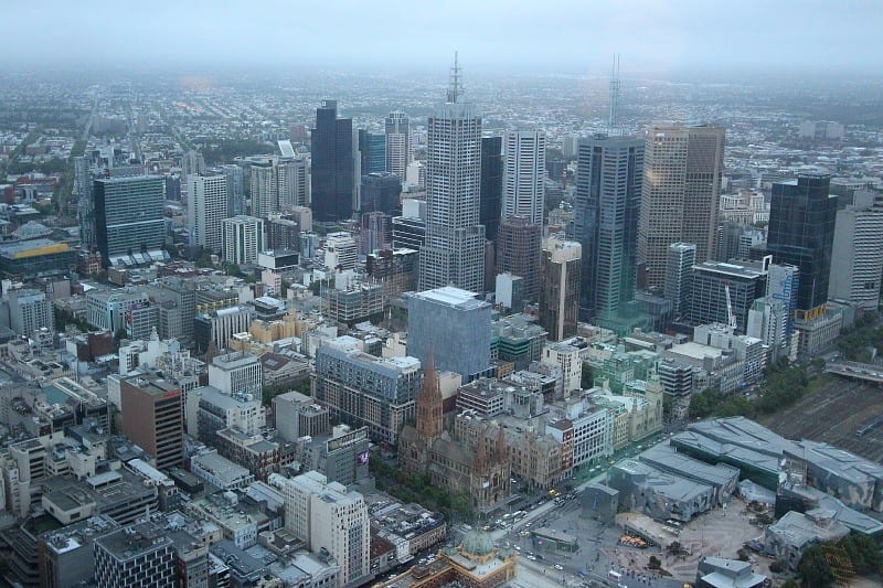 A view of melbourne on a cloudy day