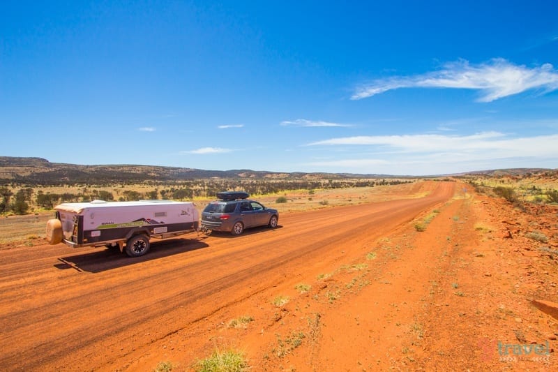 car and caravan on Red Centre Way