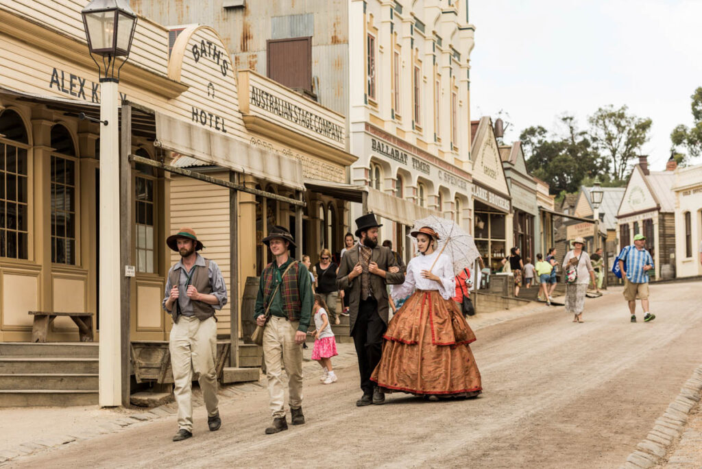 People in historical dress at Sovereign Hill