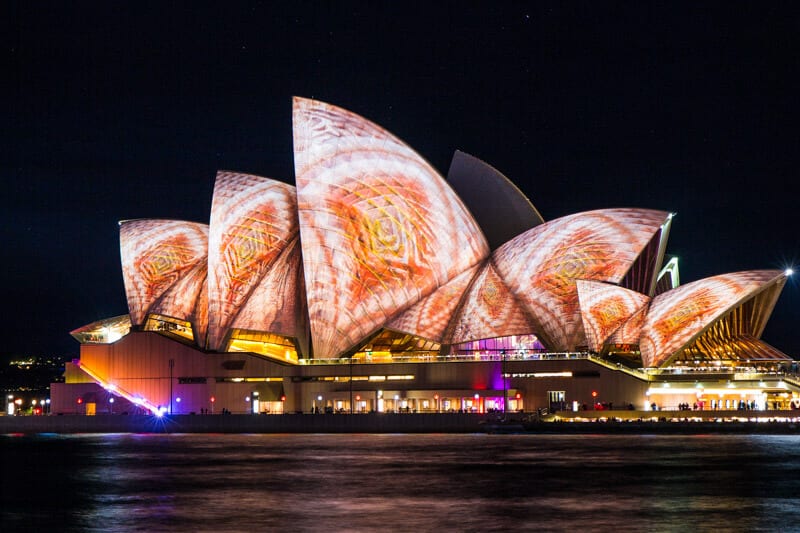 light projections on the opera house