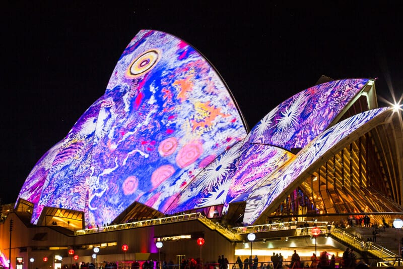 light projections on opera house for vivid