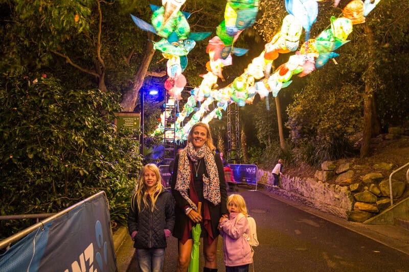 family at Taronga Zoo in Sydney during the Vivid Sydney Festival