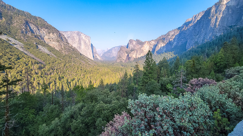 view of yosemite valley from tunnel view