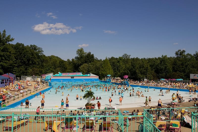 people swimming in wave pool at Water Country USA