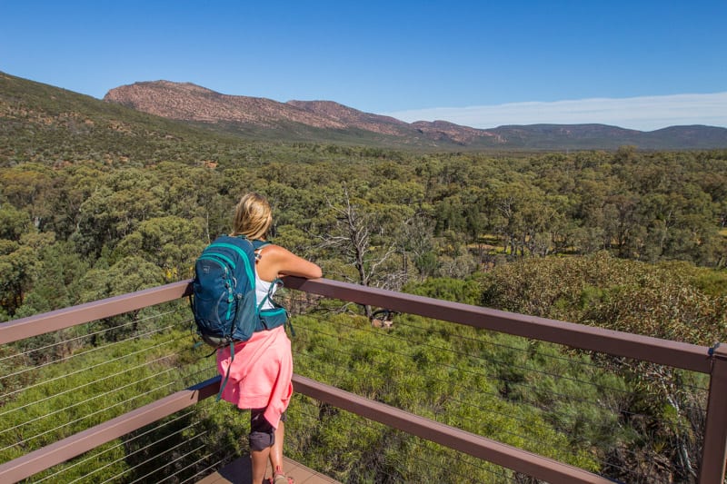 woman looking at mountains