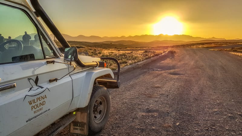 A car parked in the desert