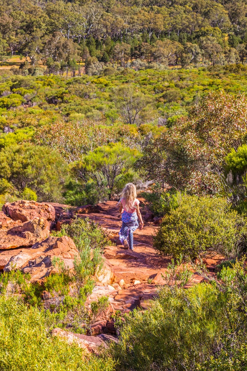 girl walking on a hiking path