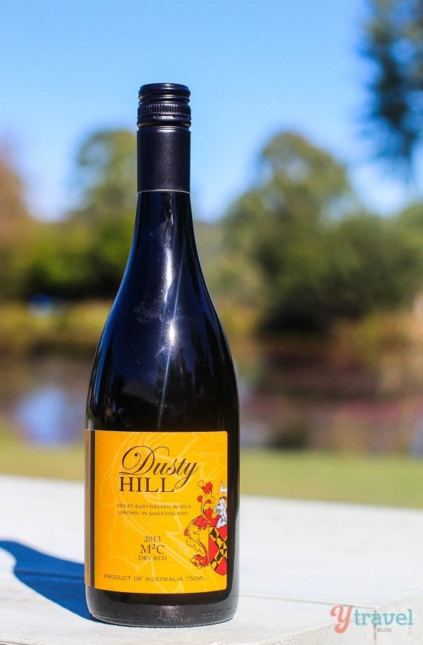 Bottle of dusty hill wine