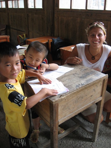 woman with chinese students