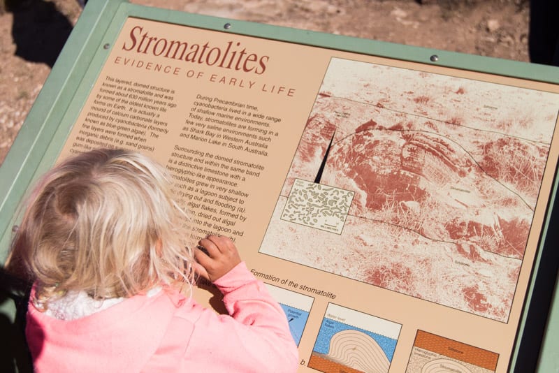 girl reading a sign