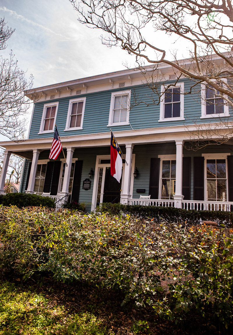 A house with bushes