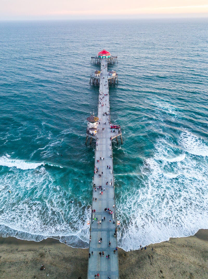 susnet over Huntington Beach Pier, California