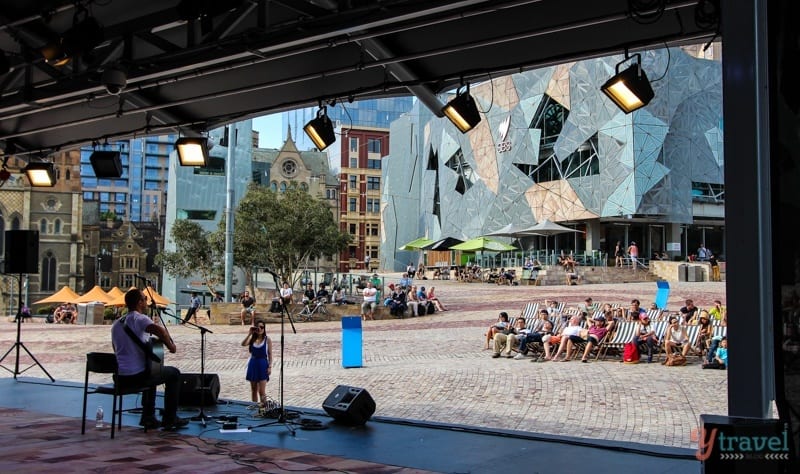 live music on stage at Federation Square - Melbourne, Australia