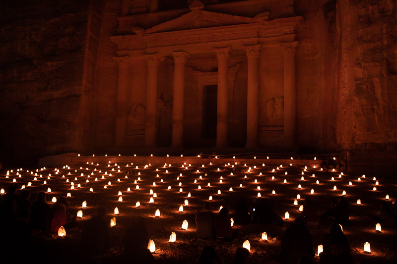 The treasury petra lit up at night