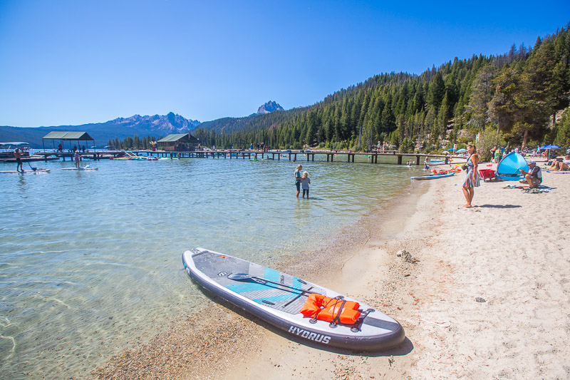 kayak on beach at redfish lake