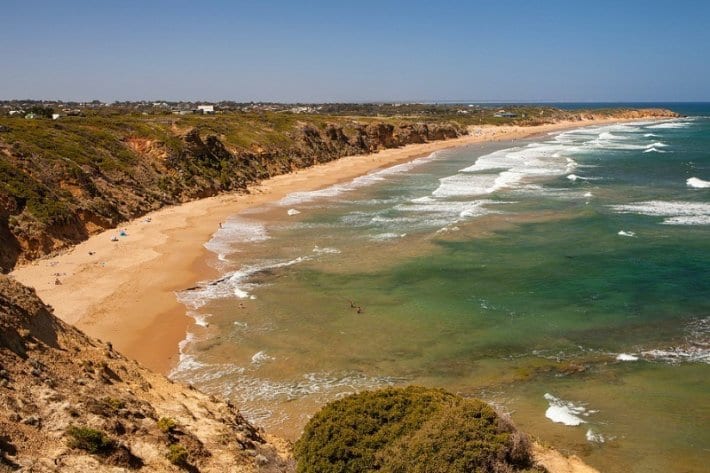 aerial view of Jan Juc Beach, Victoria, Australia