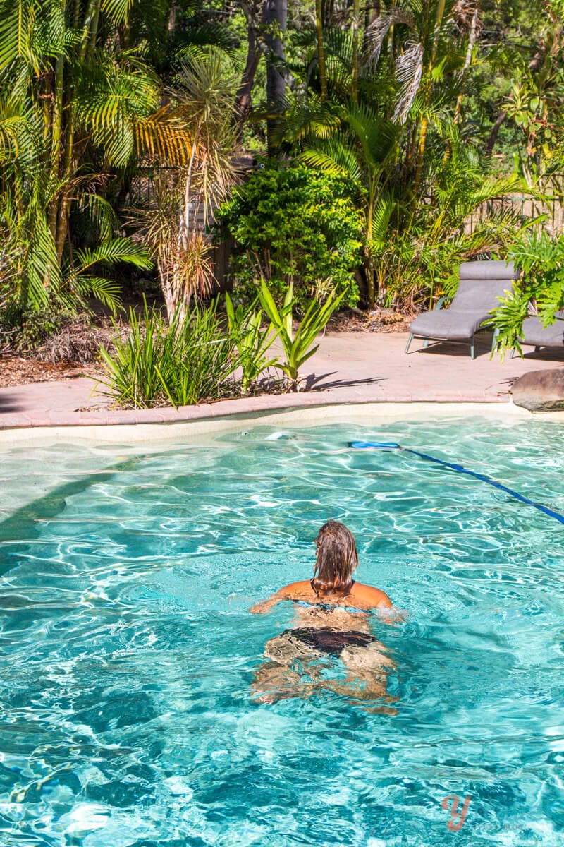 woman swimming in a pool