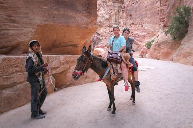 Riding camel in  Petra, Jordan