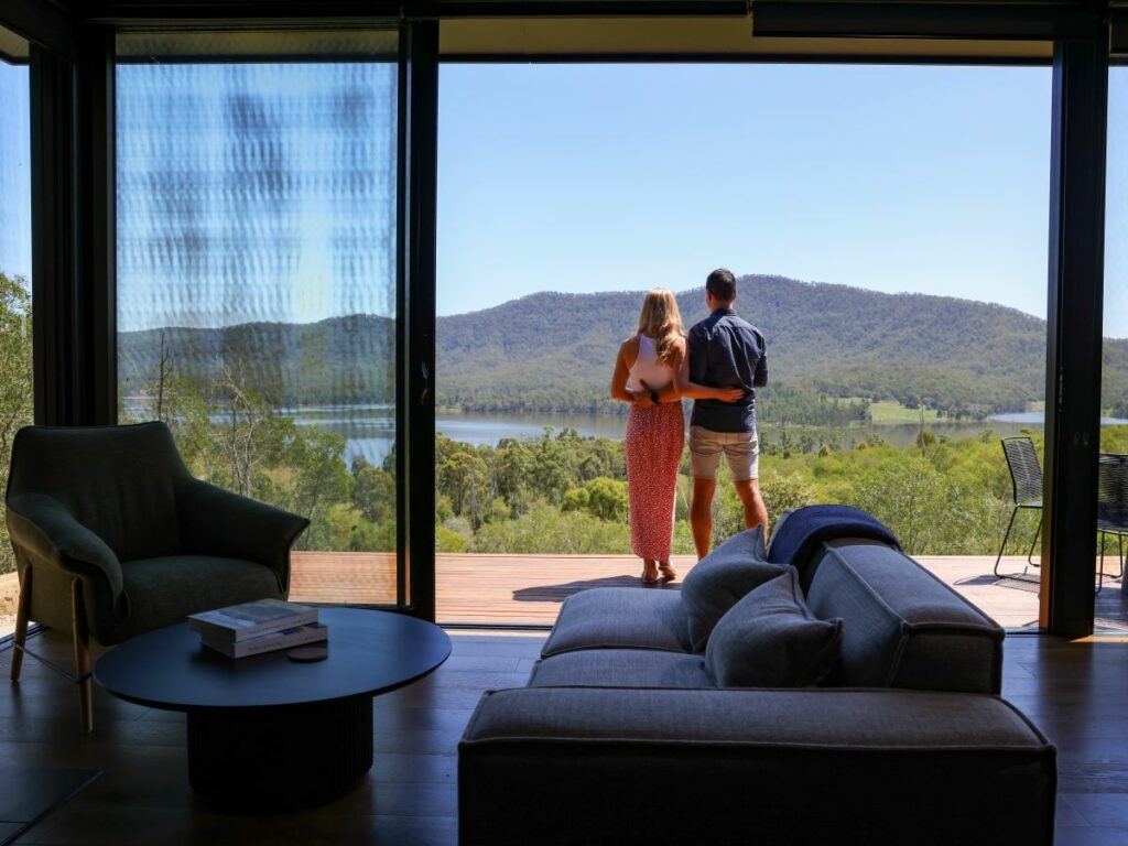 people looking at view from accommodation at the overlook