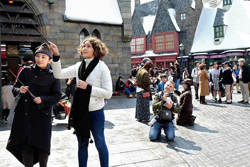 people in an amusement park