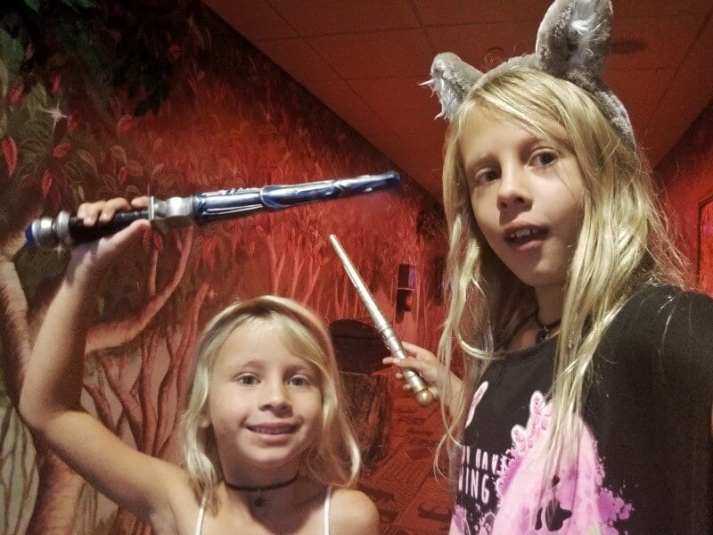 young girls doing The MAgi Quest at Great Wolf Lodge Charlotte North Carolina