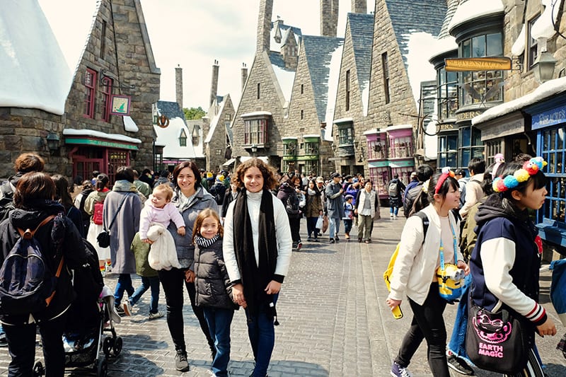 people in an amusement park