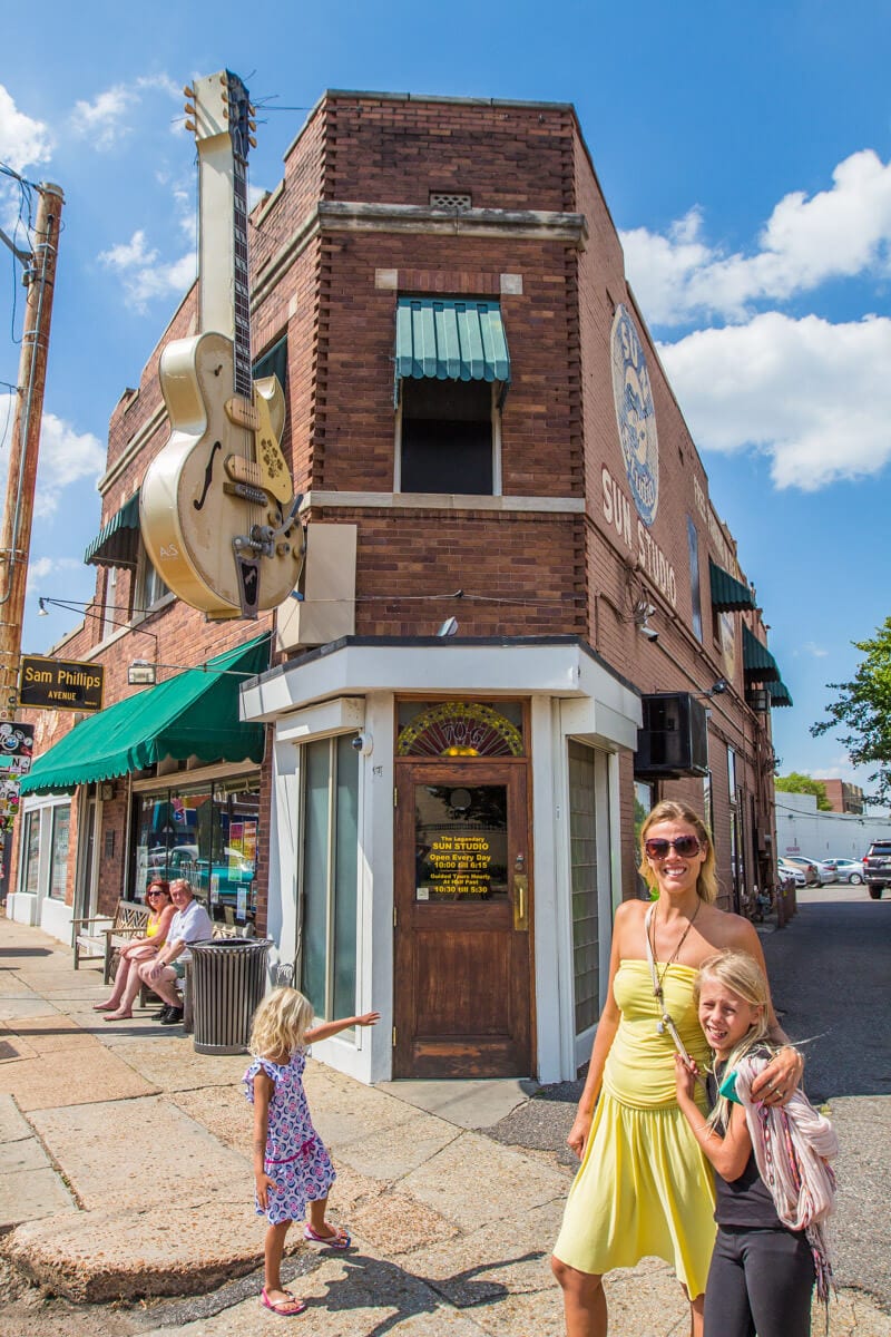 woman and children outside Sun Studio T